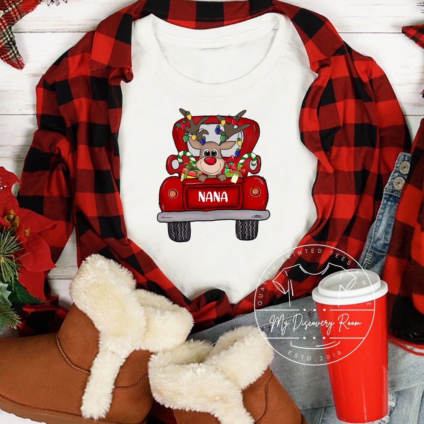 Reindeer Grandma truck graphic tee