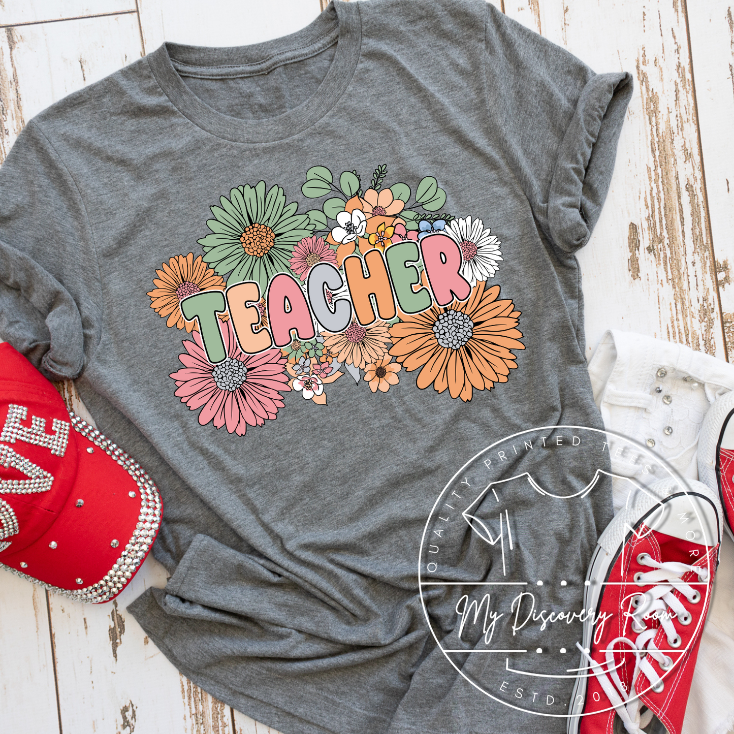 Floral Teacher Graphic Tee