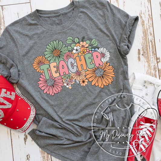 Floral Teacher Graphic Tee