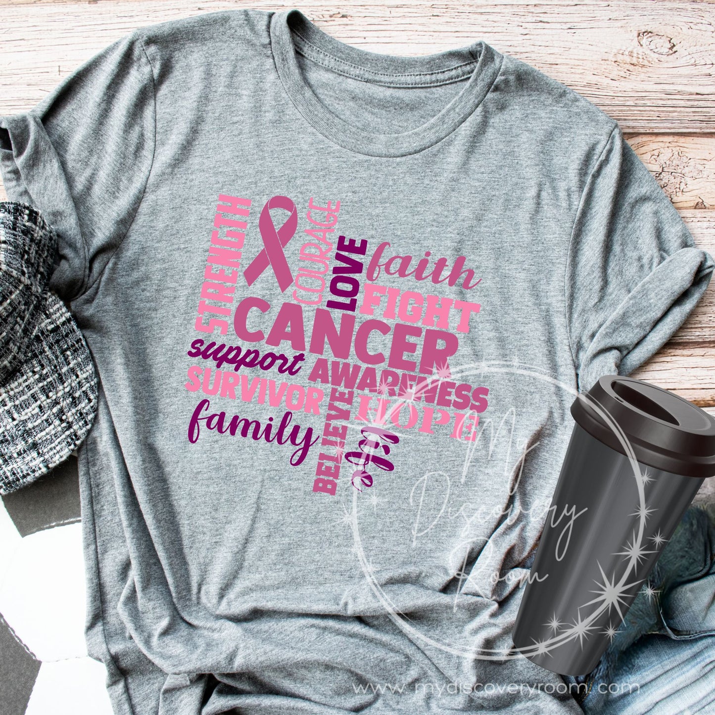 Supportive Typography Breast Cancer Awareness Graphic Tee