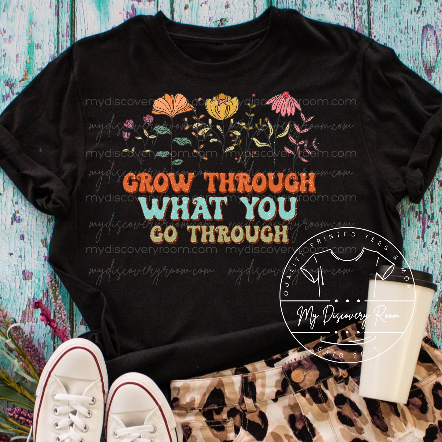 Grow Through What You Go Through Multi-Color Graphic Tee