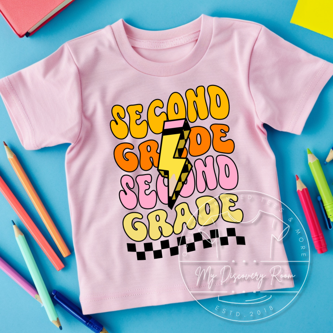 Wavy Grade Level With Pencil Graphic Tee