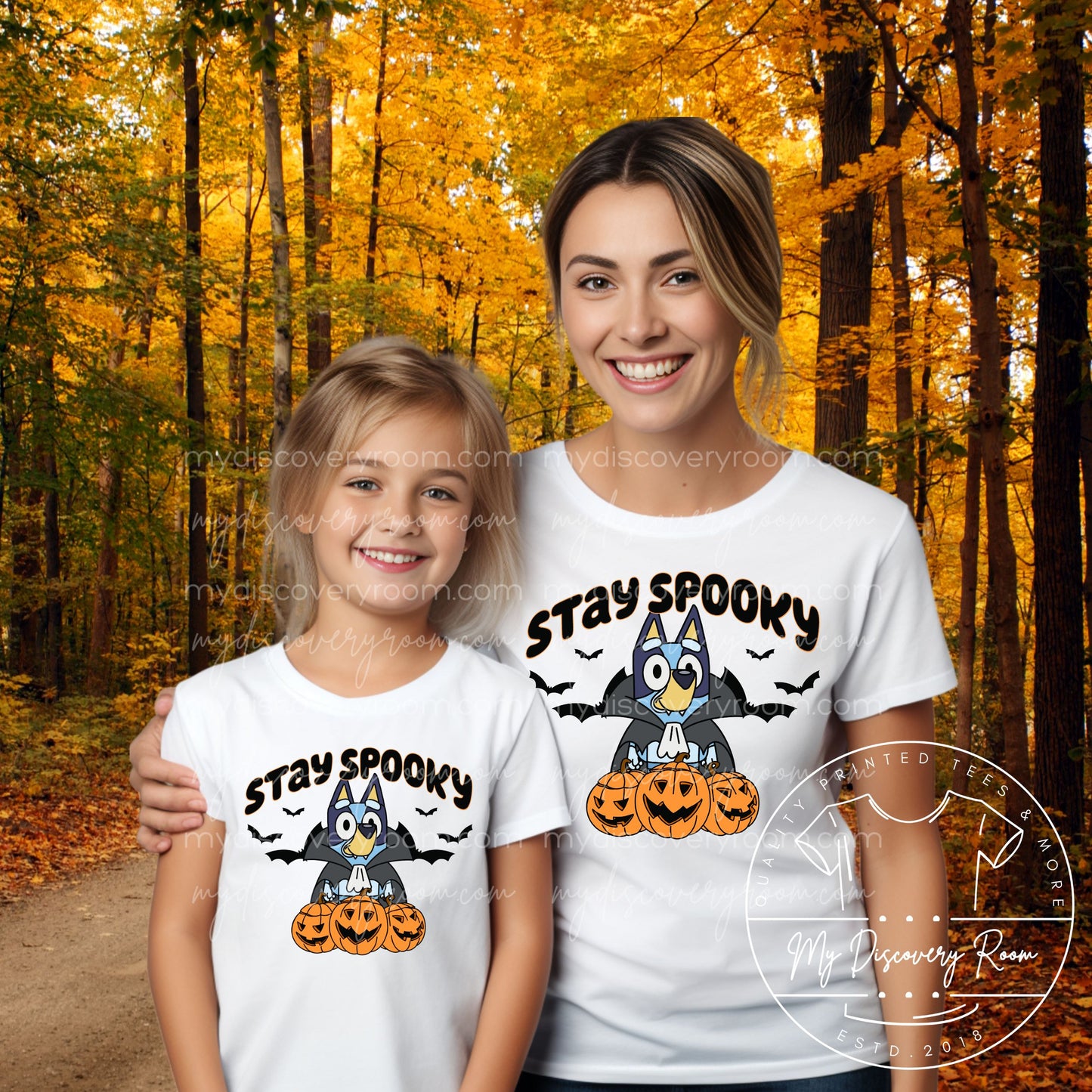 Stay Spooky Blue Dog Vampire Youth Graphic Tee