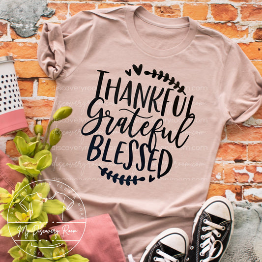 Thankful Grateful Blessed <3 Graphic Tee