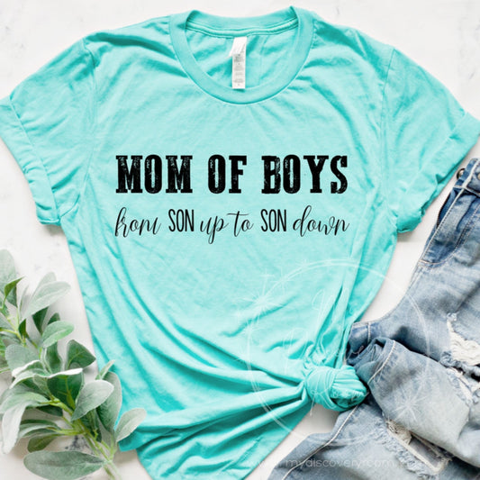 Mom Of Boys From Son Up To Son Down Graphic Tee