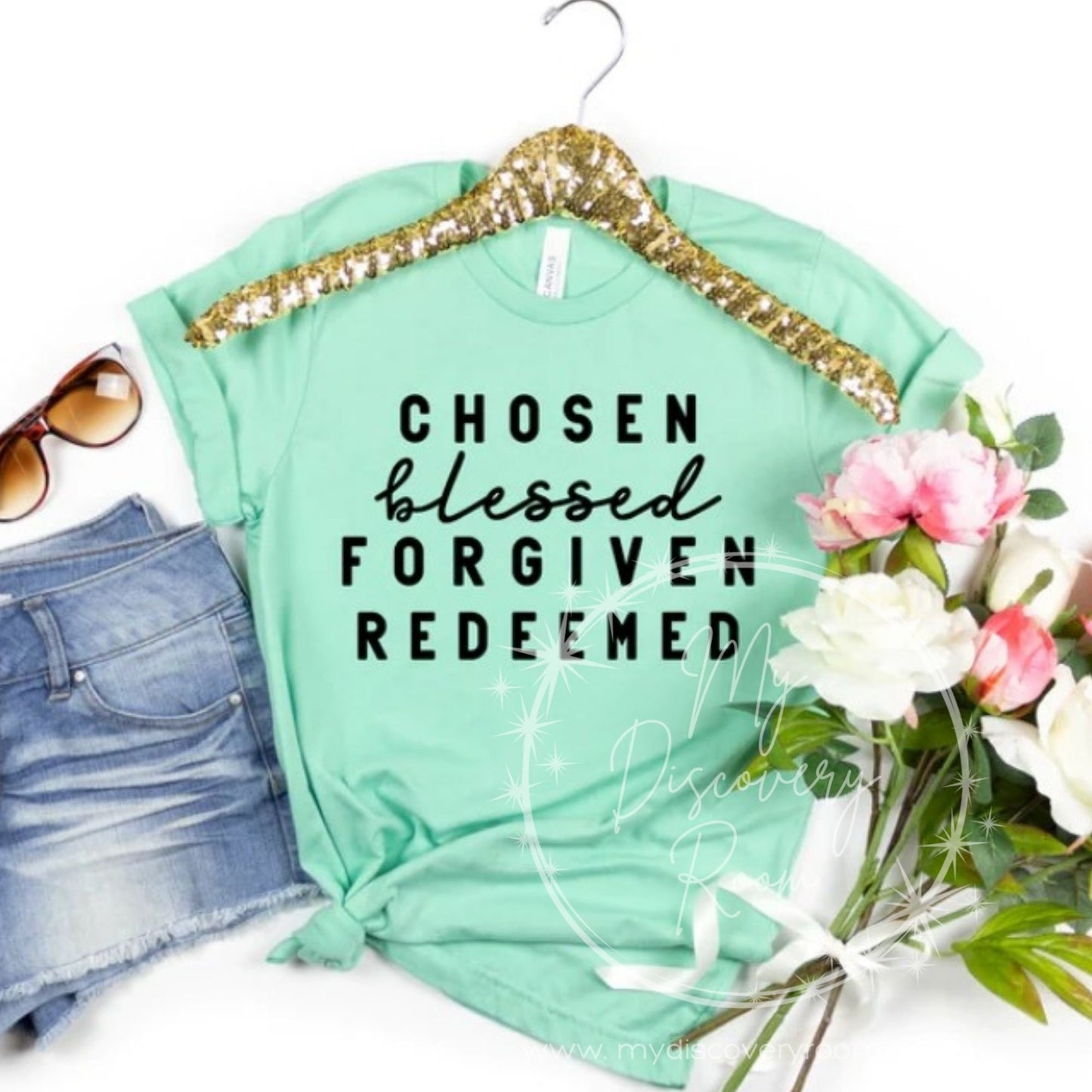 Chosen Blessed Forgiven Redeemed Graphic Tee