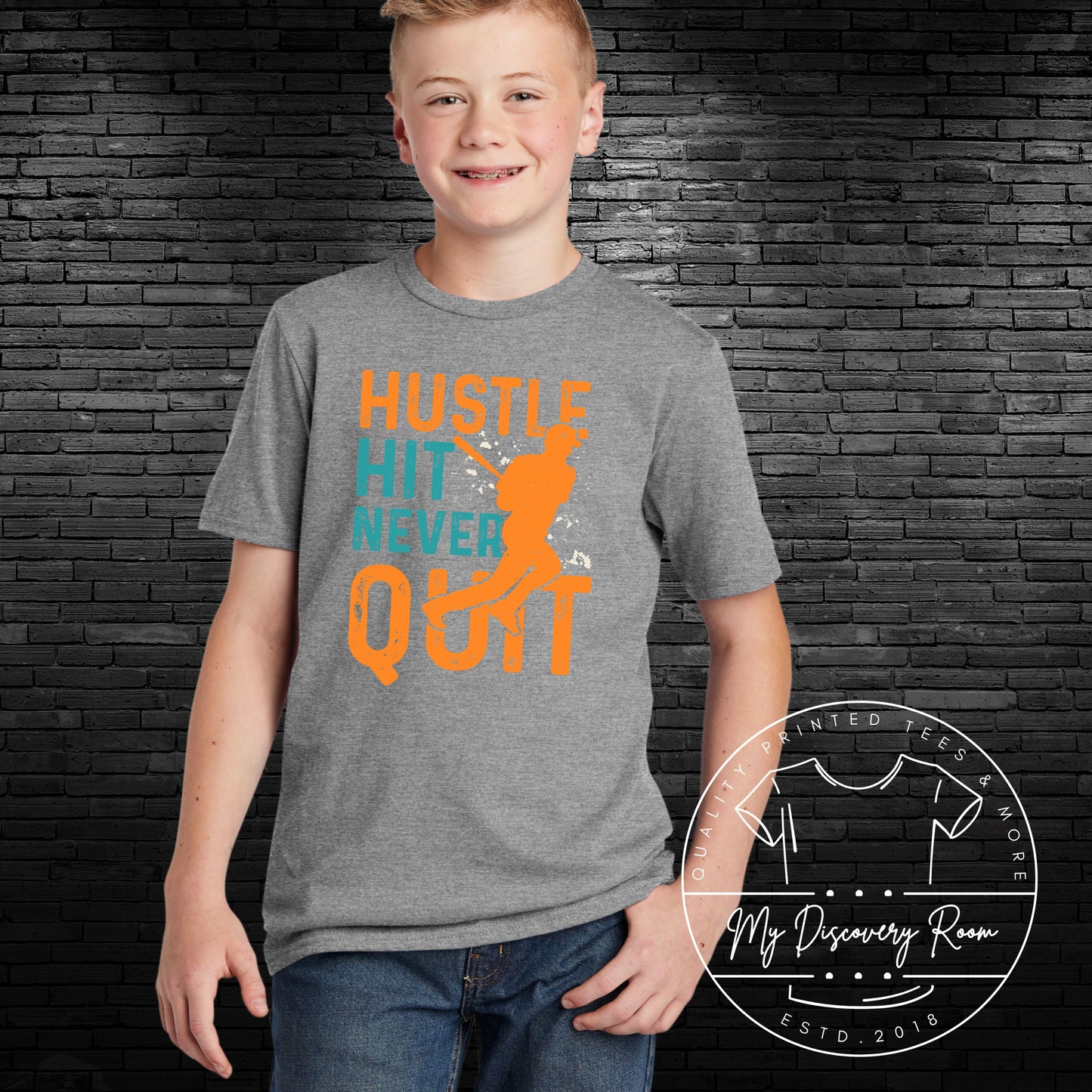 Hustle Hit Never Quit Kids Graphic Tee