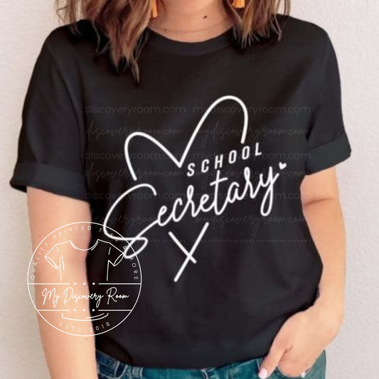 School Secretary With Heart Graphic Tee