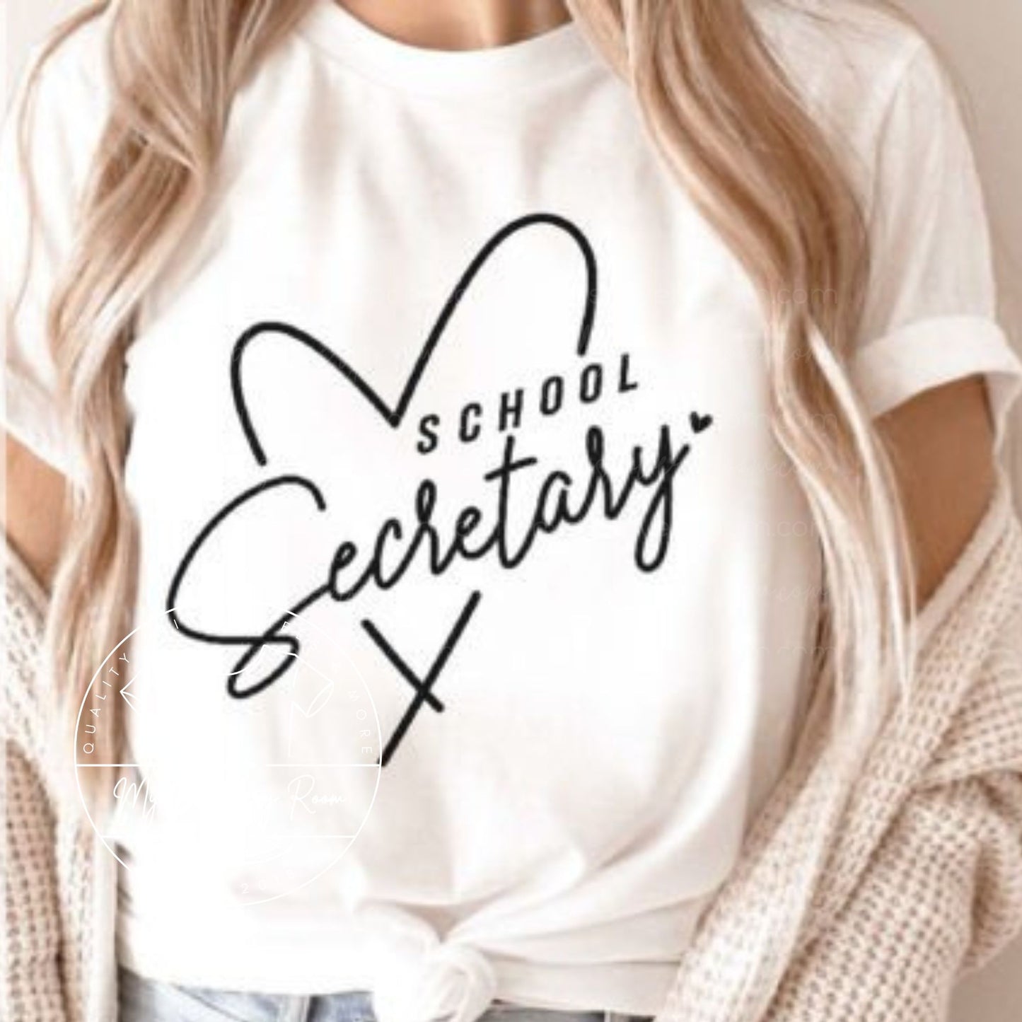 School Secretary With Heart Graphic Tee