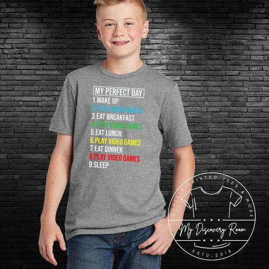 My Perfect Day Gamer Kids Graphic Tee