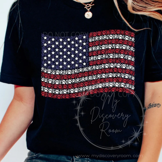 Paw Print American Flag Graphic Tee