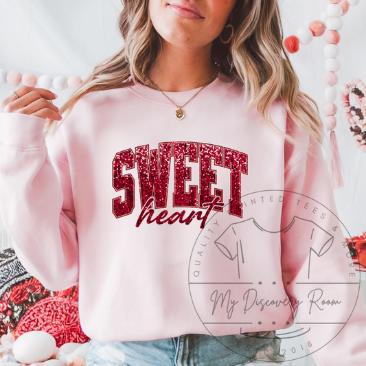 Faux Glitter Sweet Heart Graphic Tee