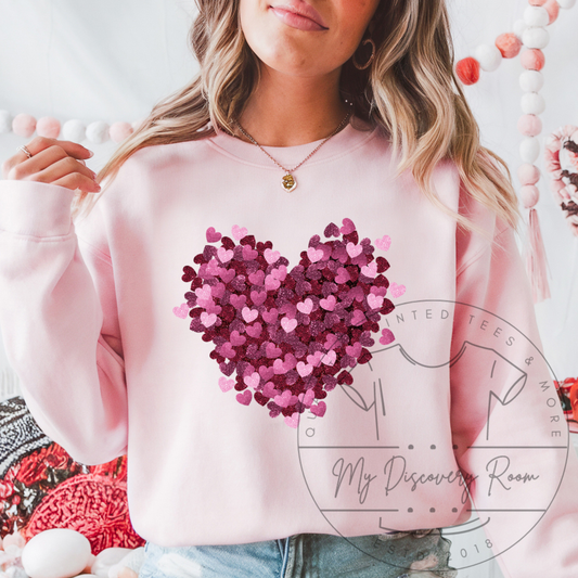 Pink Heart Made Of Hearts Graphic Tee