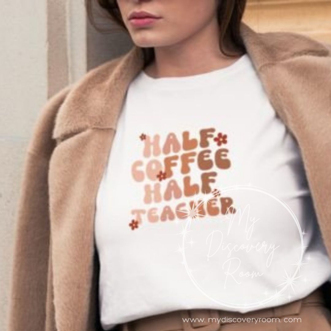 Half Coffee Half Teacher Gradient Graphic Tee