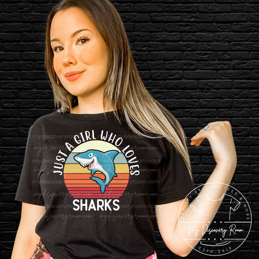 Just A Girl Who Loves Sharks Graphic Tee