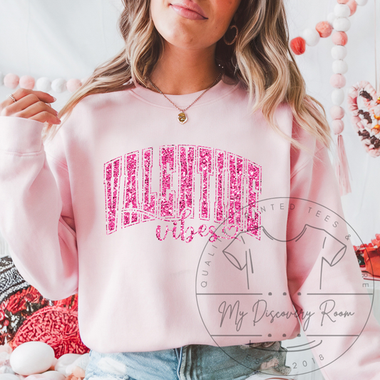 Faux Glitter Valentine Vibes Graphic Tee