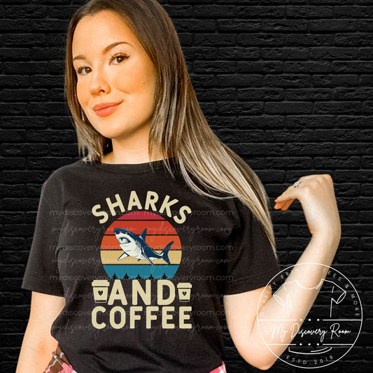 Coffee And Sharks Graphic Tee