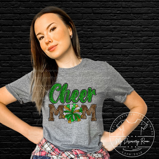 Green & Gold Cheer Mom Graphic Tee