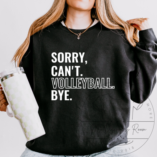 Sorry, Can't. Volleyball. Bye. Graphic Tee