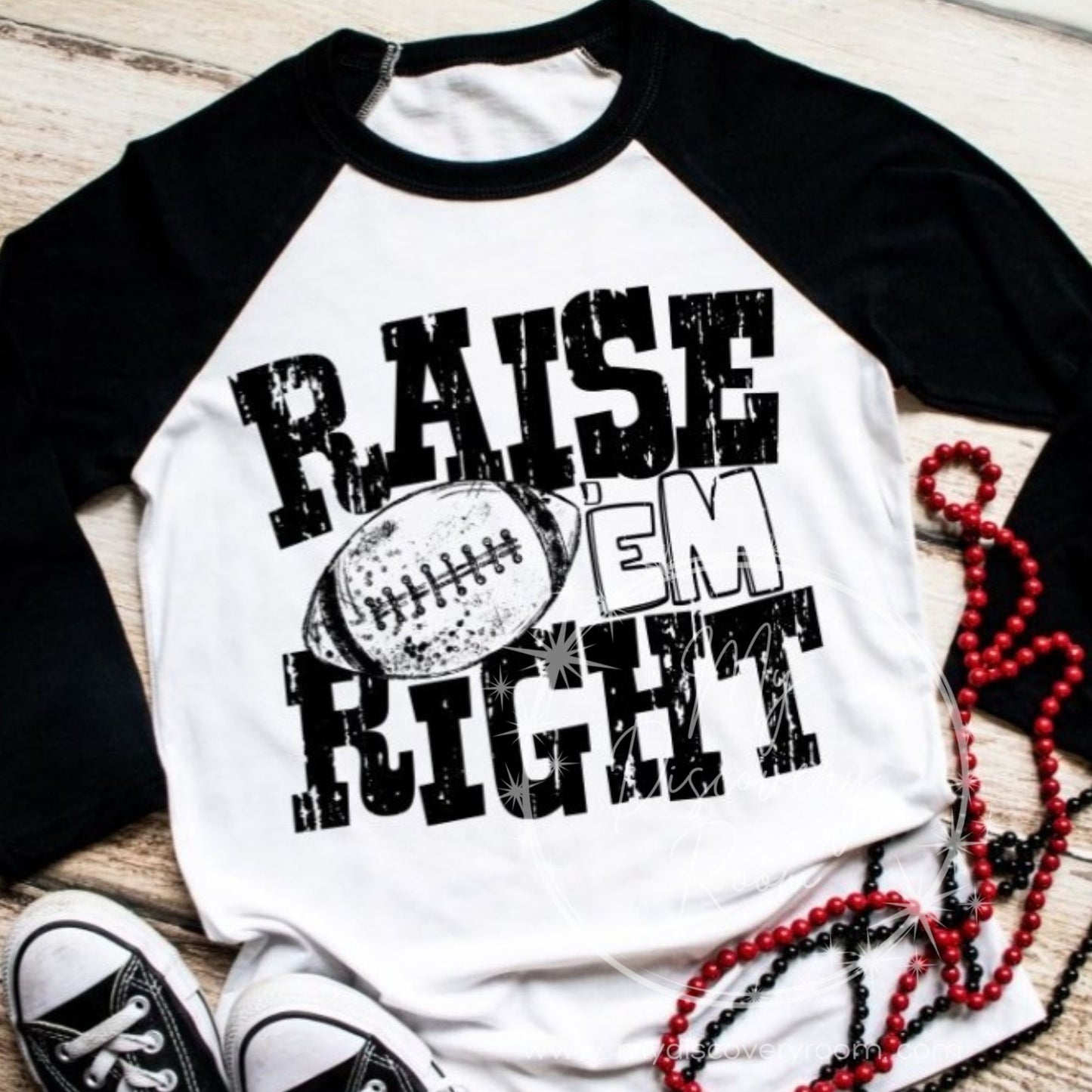 Raise Em' Right Football Graphic Tee