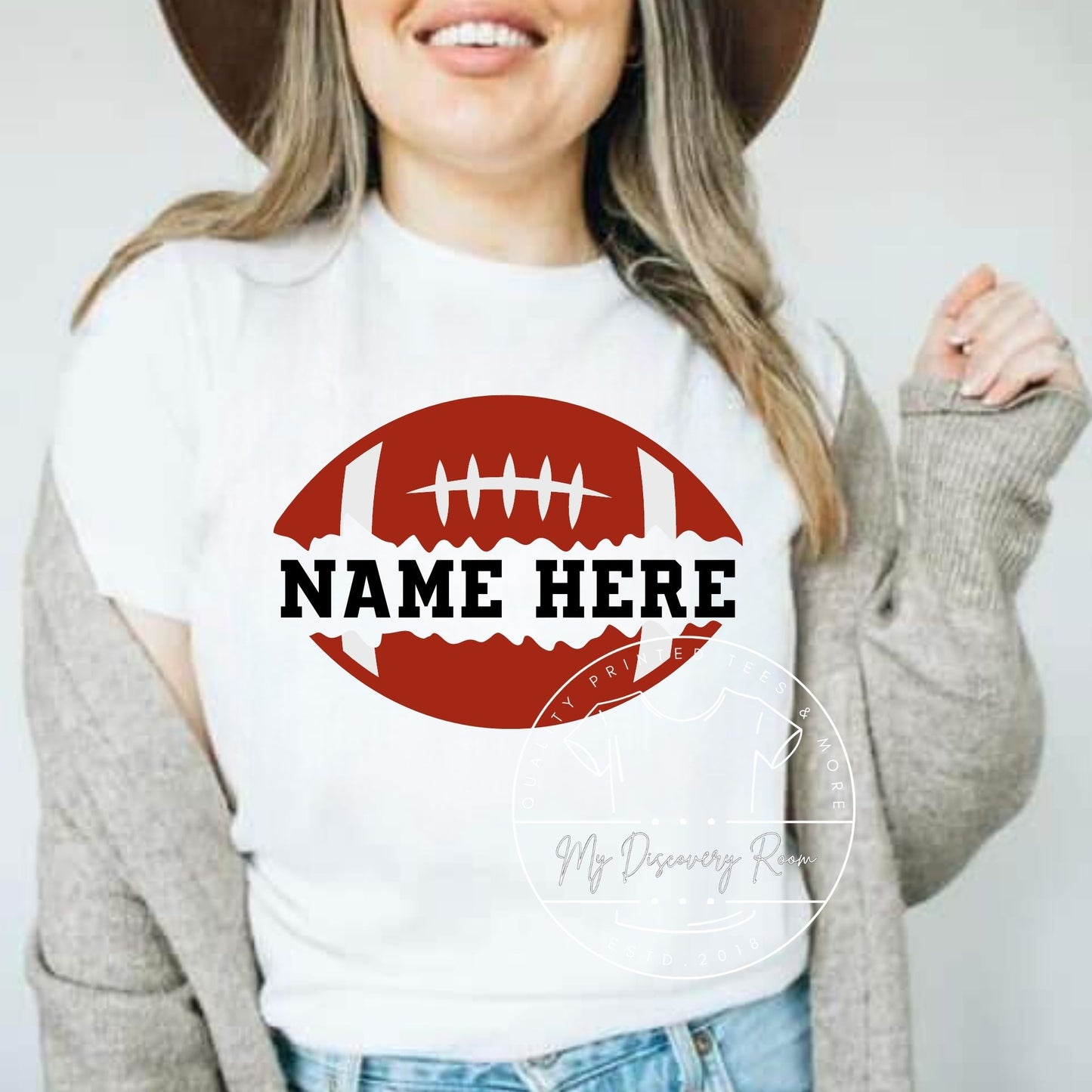 Football Frayed With Your Name Graphic Tee