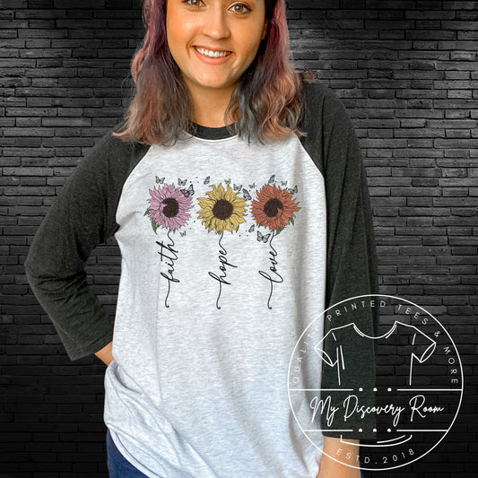 Faith Hope Love Flowers Graphic Tee