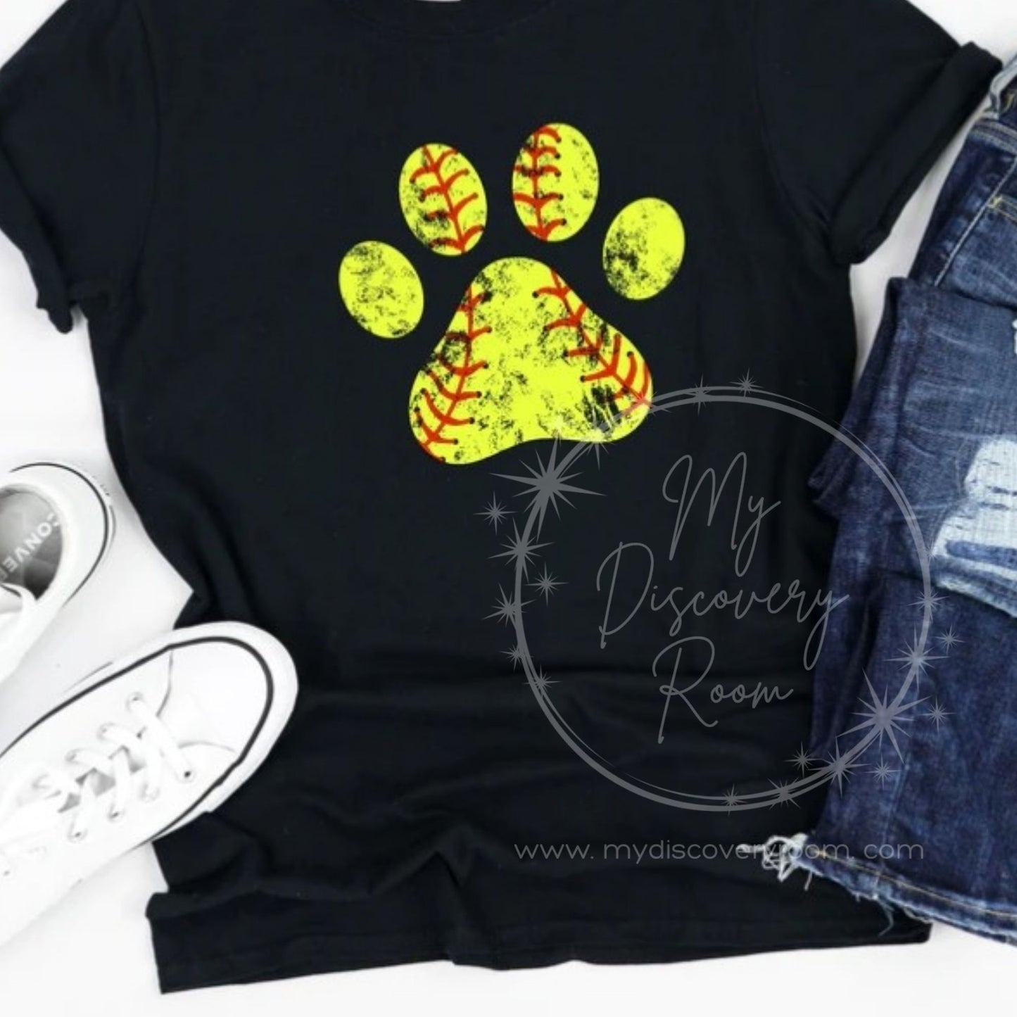 Softball Paw Print Graphic Tee