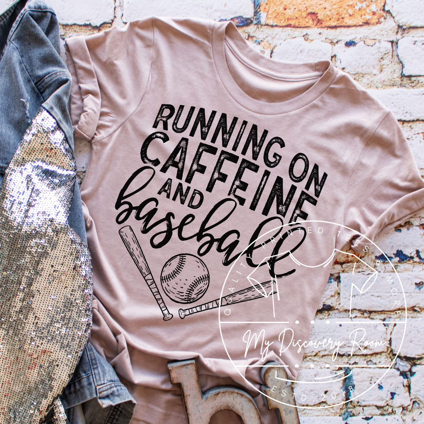 Running On Caffeine And Baseball Sports Graphic Tee