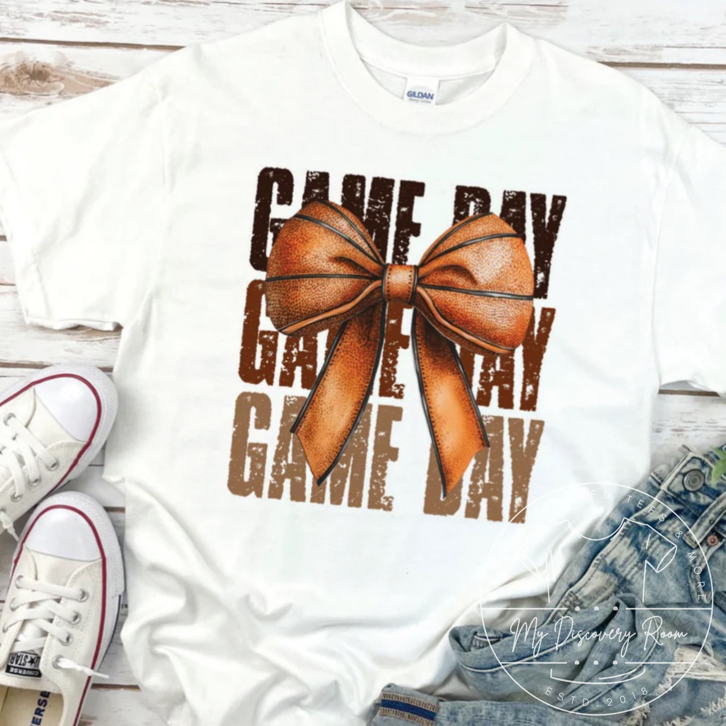 Game Day With Basketball Bow Graphic Tee