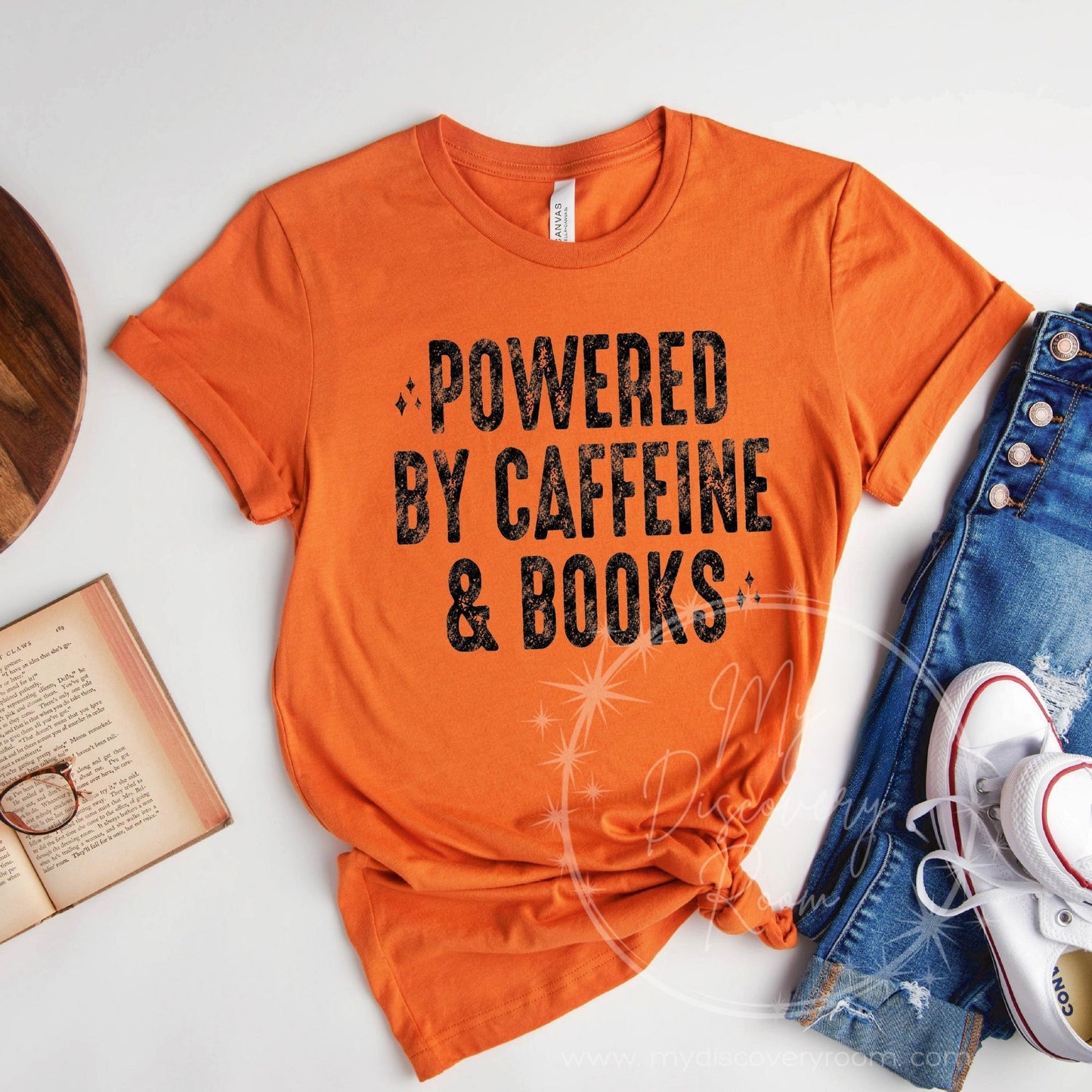 Powered By Caffeine & Books Graphic Tee