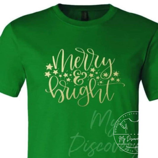 Gold Merry & Bright Graphic Tee