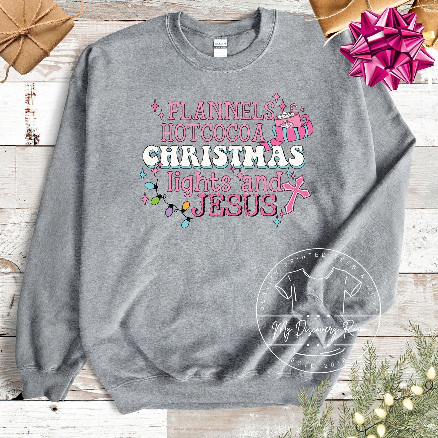 Flannel hot chocolate christmas lights and jesus Graphic Tee