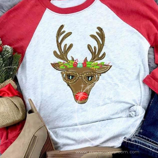 Reindeer With Glasses Graphic Tee