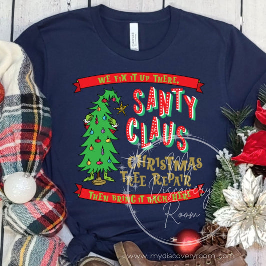 Santy Claus Tree Repair Graphic Tee