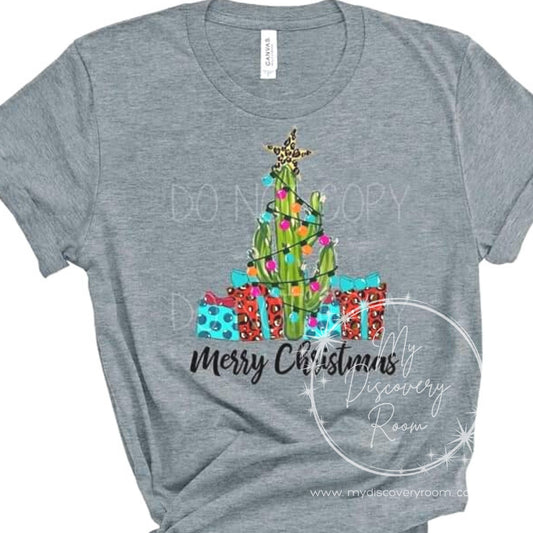 Merry Christmas Cactus With Presents Graphic Tee