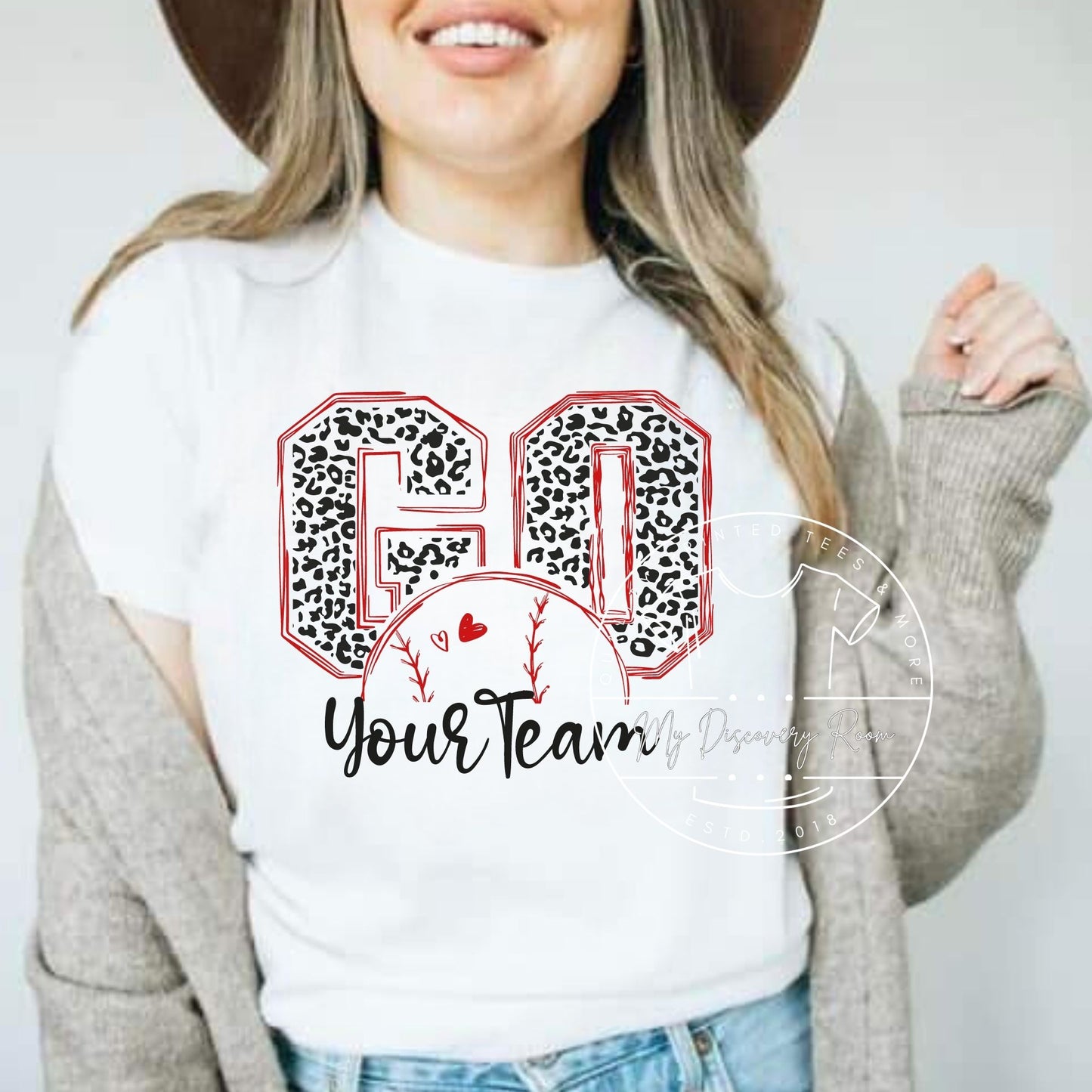 Custom Go Leopard Baseball/Softball With Your Name Graphic Tee