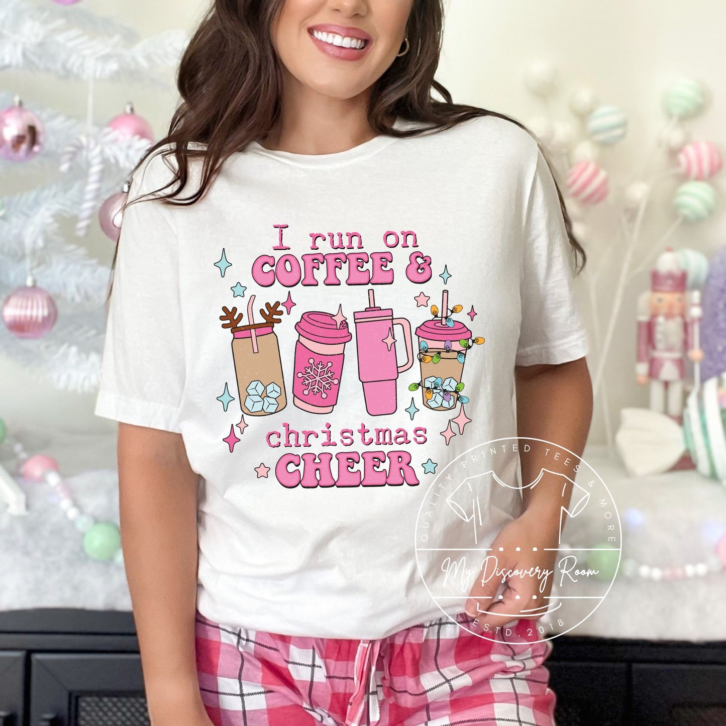 I run on coffee and Christmas cheer graphic tee