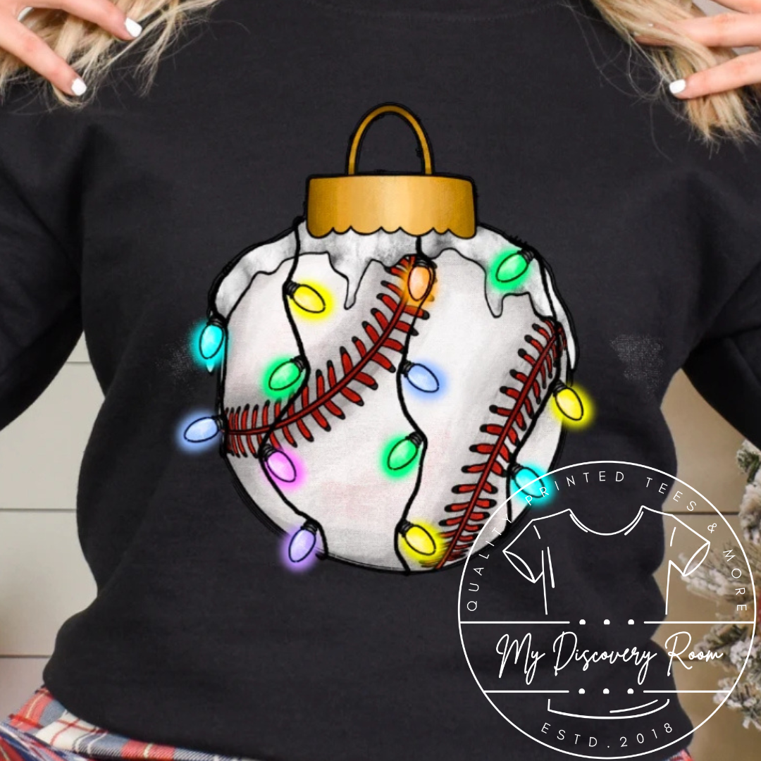 Baseball Ornament With Lights Graphic Tee