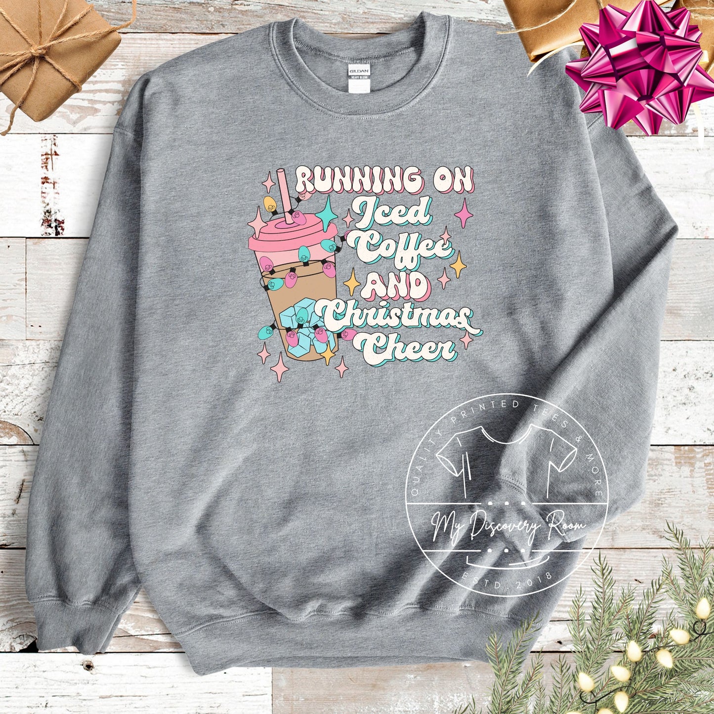 Running on iced coffee and christmas cheer graphic tee