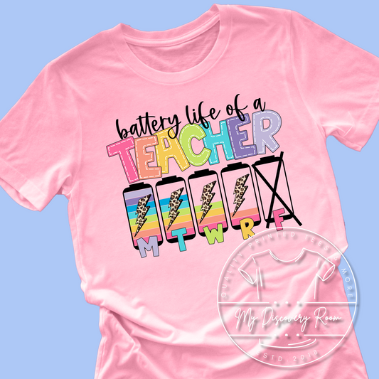 Battery Life Of A Teacher -Pastel Theme Graphic Tee