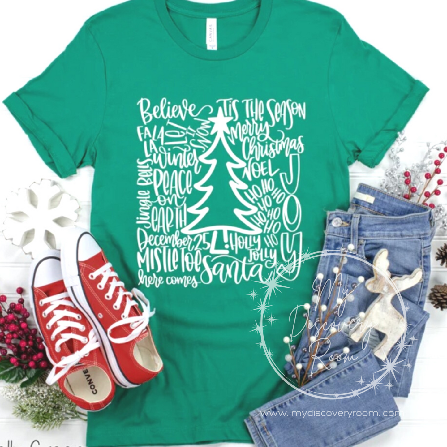 Christmas Tree Typography Graphic Tee