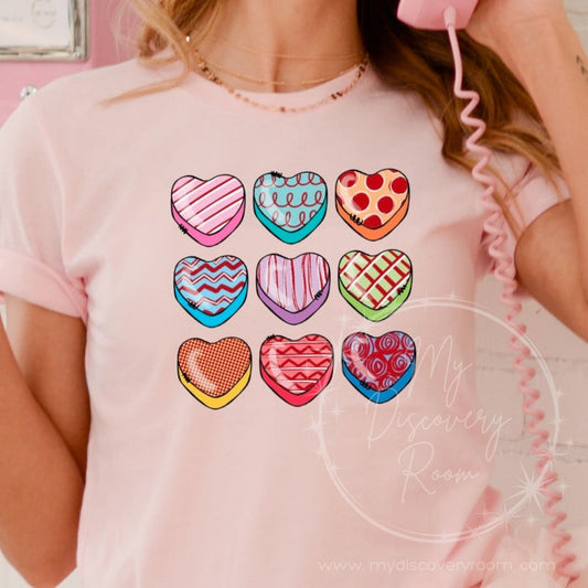 Multi-Colored Hearts Graphic Tee