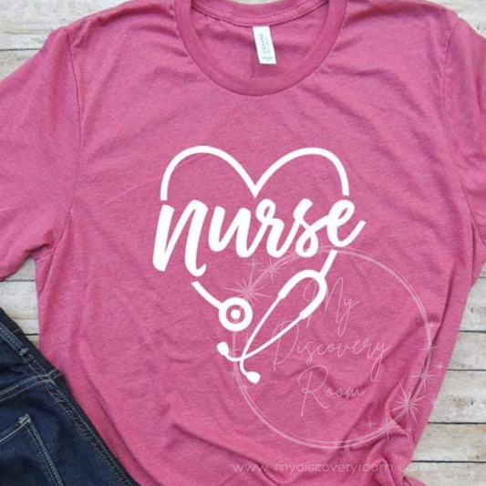 Nurse Heart Stethescope Graphic Tee