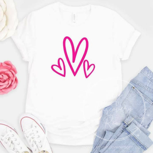 Three Pink Hearts Graphic Tee