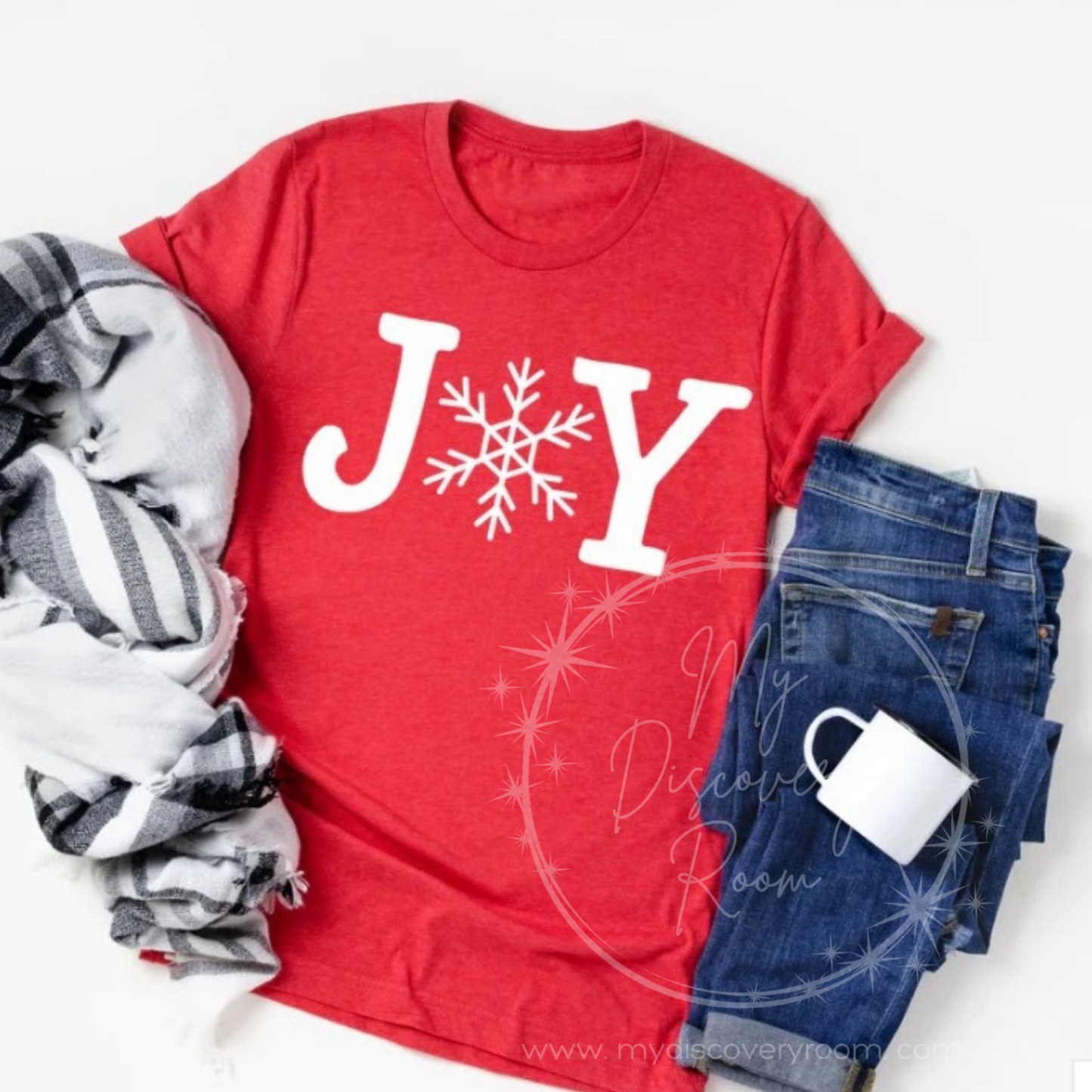 Joy w/white Snowflake Graphic Tee