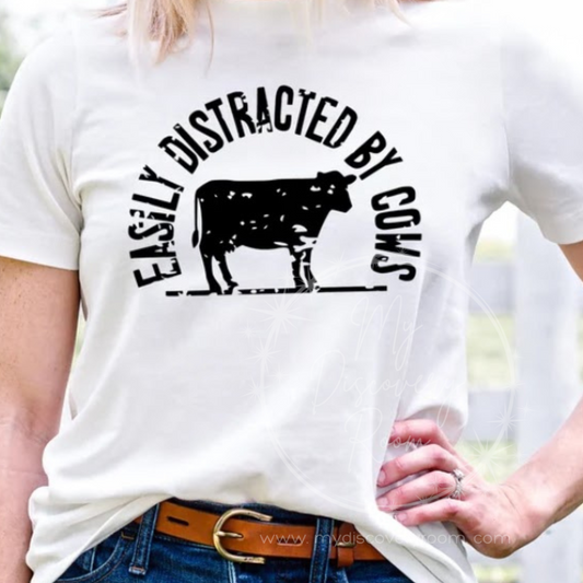 Easily Distracted By Cows Graphic Tee