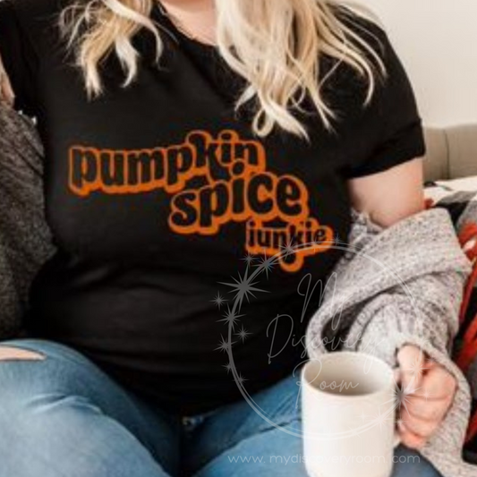 Pumpkin Spice Junkie in orange Graphic Tee