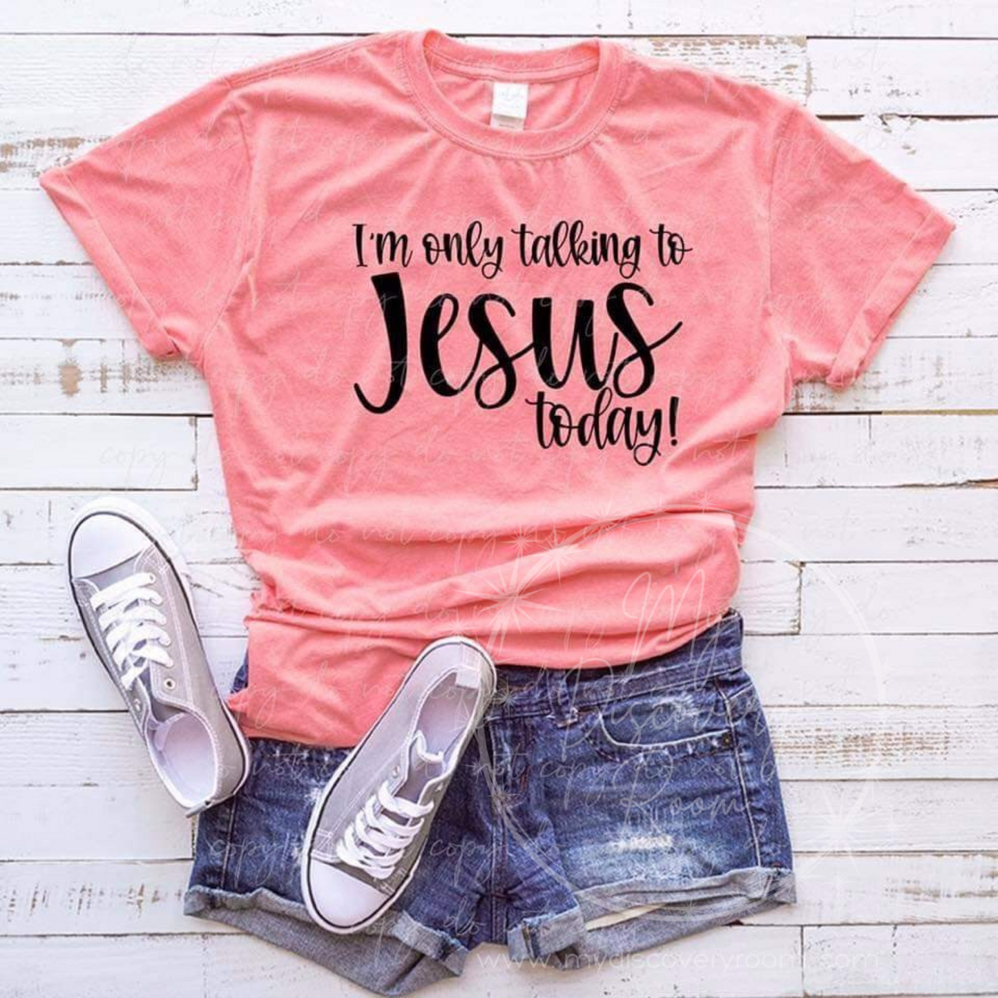 I'm Only Talking To Jesus Today Black Ink Graphic Tee