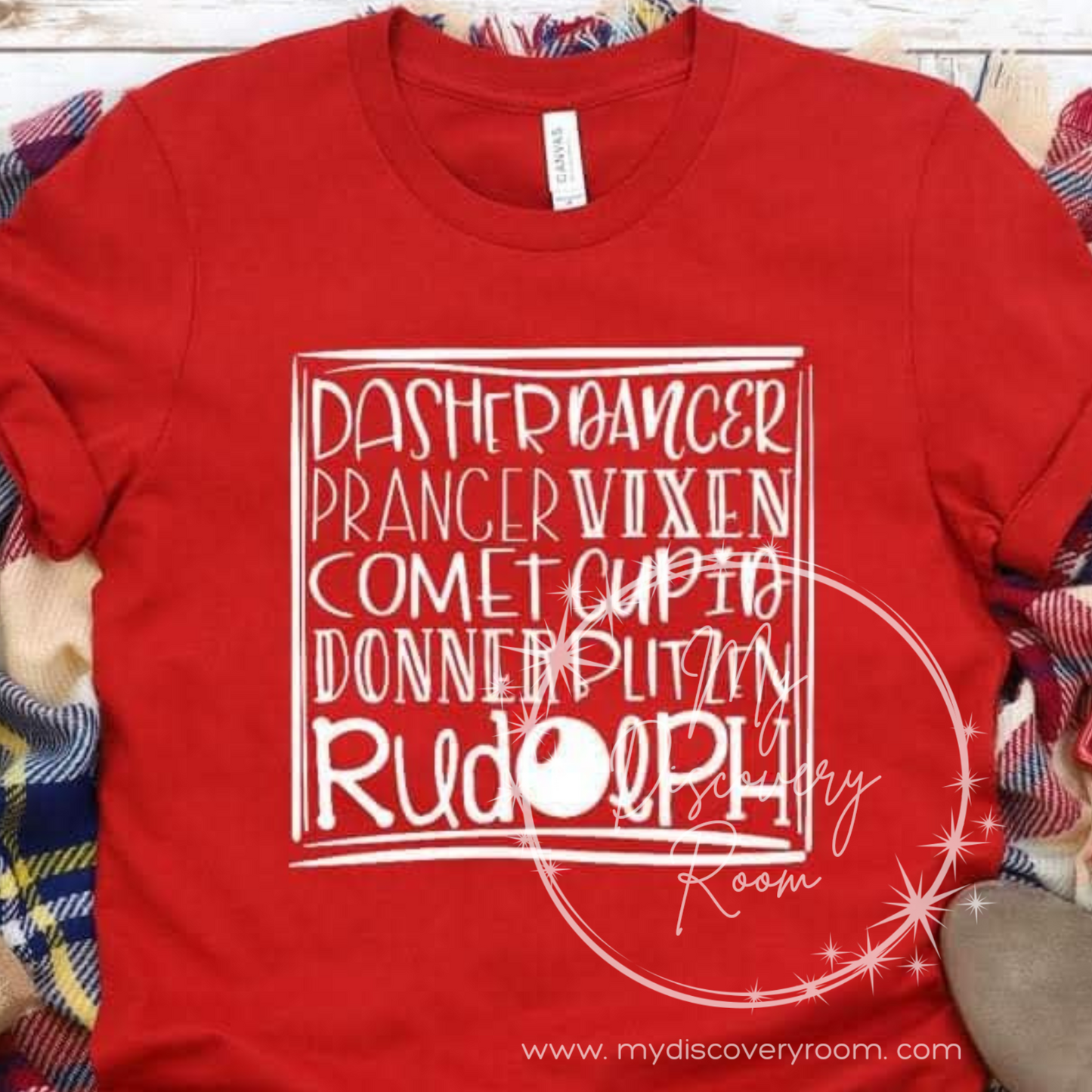 Santa's Reindeer Names Graphic Tee