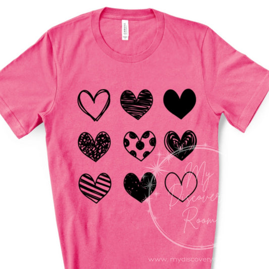 Doodle Hearts Graphic Tee